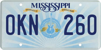 MS license plate OKN260