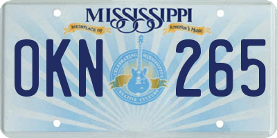 MS license plate OKN265