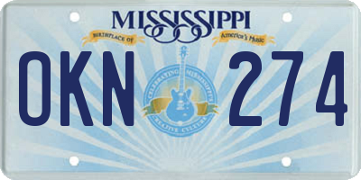 MS license plate OKN274
