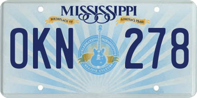MS license plate OKN278