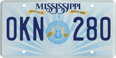 MS license plate OKN280