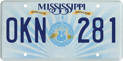 MS license plate OKN281
