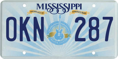 MS license plate OKN287