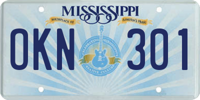 MS license plate OKN301