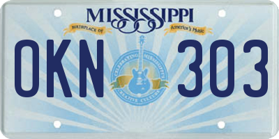 MS license plate OKN303