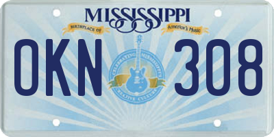MS license plate OKN308