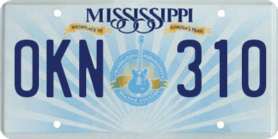 MS license plate OKN310