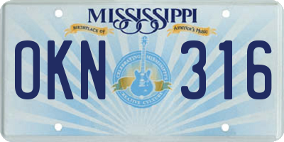 MS license plate OKN316