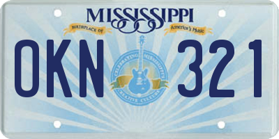 MS license plate OKN321