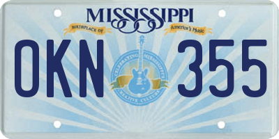 MS license plate OKN355