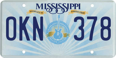 MS license plate OKN378