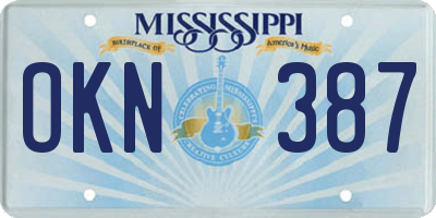 MS license plate OKN387