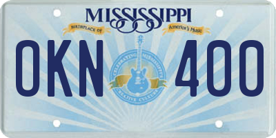 MS license plate OKN400