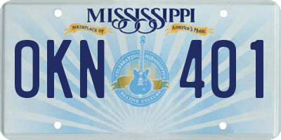 MS license plate OKN401