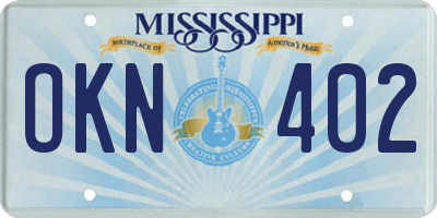 MS license plate OKN402