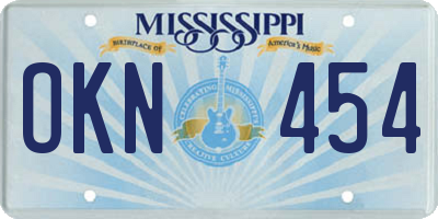 MS license plate OKN454