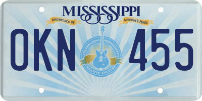 MS license plate OKN455
