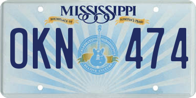 MS license plate OKN474