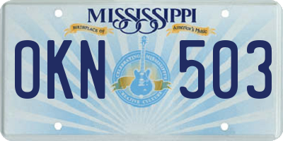 MS license plate OKN503