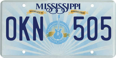 MS license plate OKN505