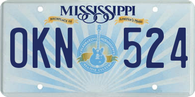 MS license plate OKN524