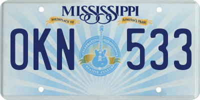 MS license plate OKN533