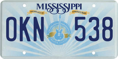 MS license plate OKN538