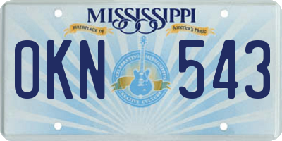 MS license plate OKN543