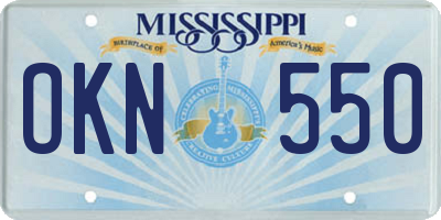 MS license plate OKN550