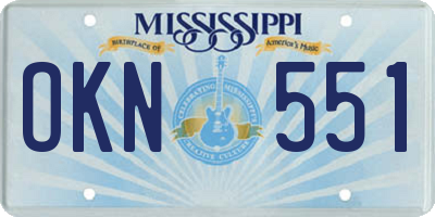MS license plate OKN551