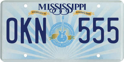 MS license plate OKN555