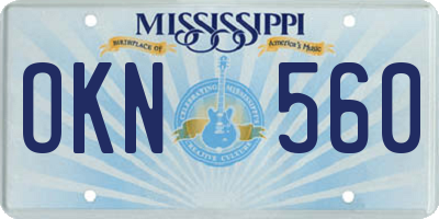 MS license plate OKN560