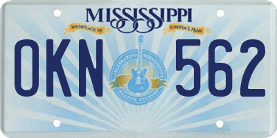 MS license plate OKN562