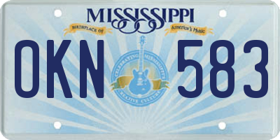 MS license plate OKN583