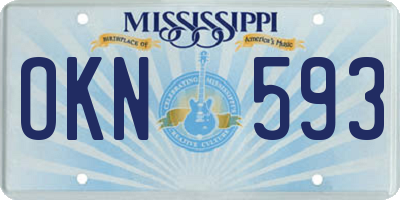 MS license plate OKN593