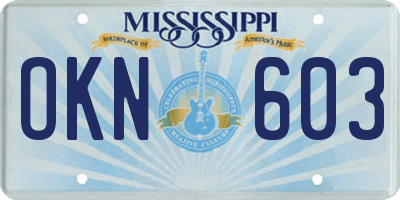 MS license plate OKN603