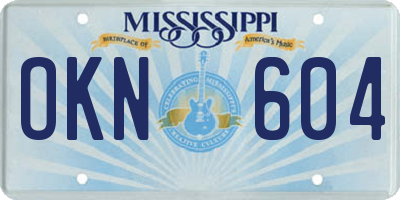 MS license plate OKN604