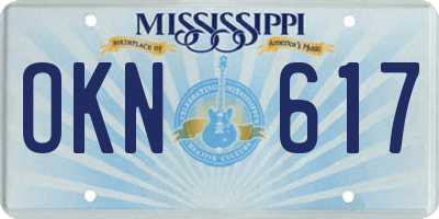 MS license plate OKN617