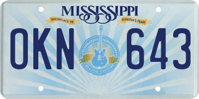 MS license plate OKN643