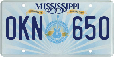 MS license plate OKN650