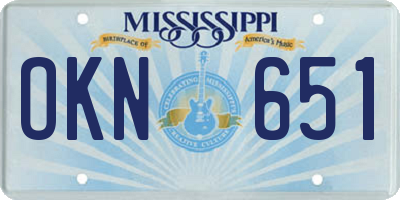 MS license plate OKN651