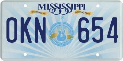 MS license plate OKN654