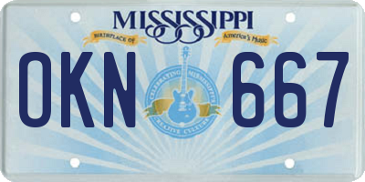 MS license plate OKN667