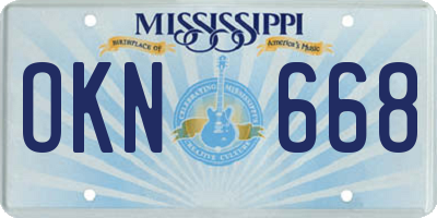MS license plate OKN668
