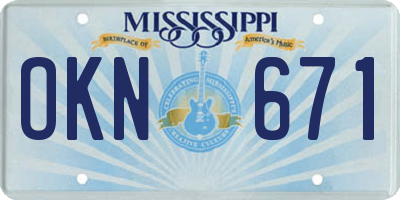 MS license plate OKN671