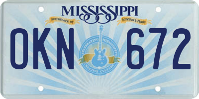 MS license plate OKN672