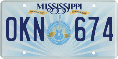 MS license plate OKN674