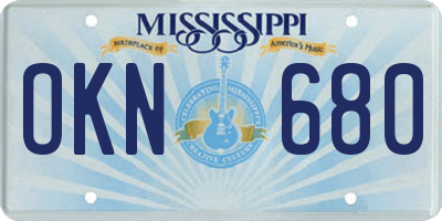 MS license plate OKN680