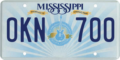 MS license plate OKN700