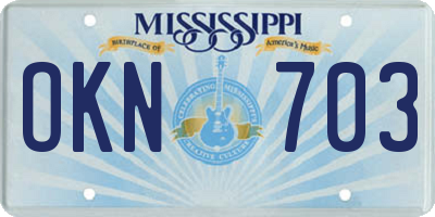 MS license plate OKN703